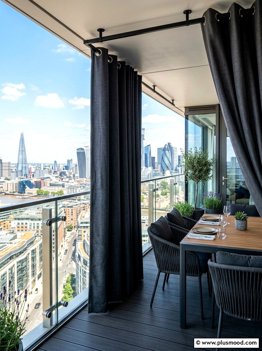 Blackout Privacy Balcony Curtains - 25 summer balcony curtain ideas