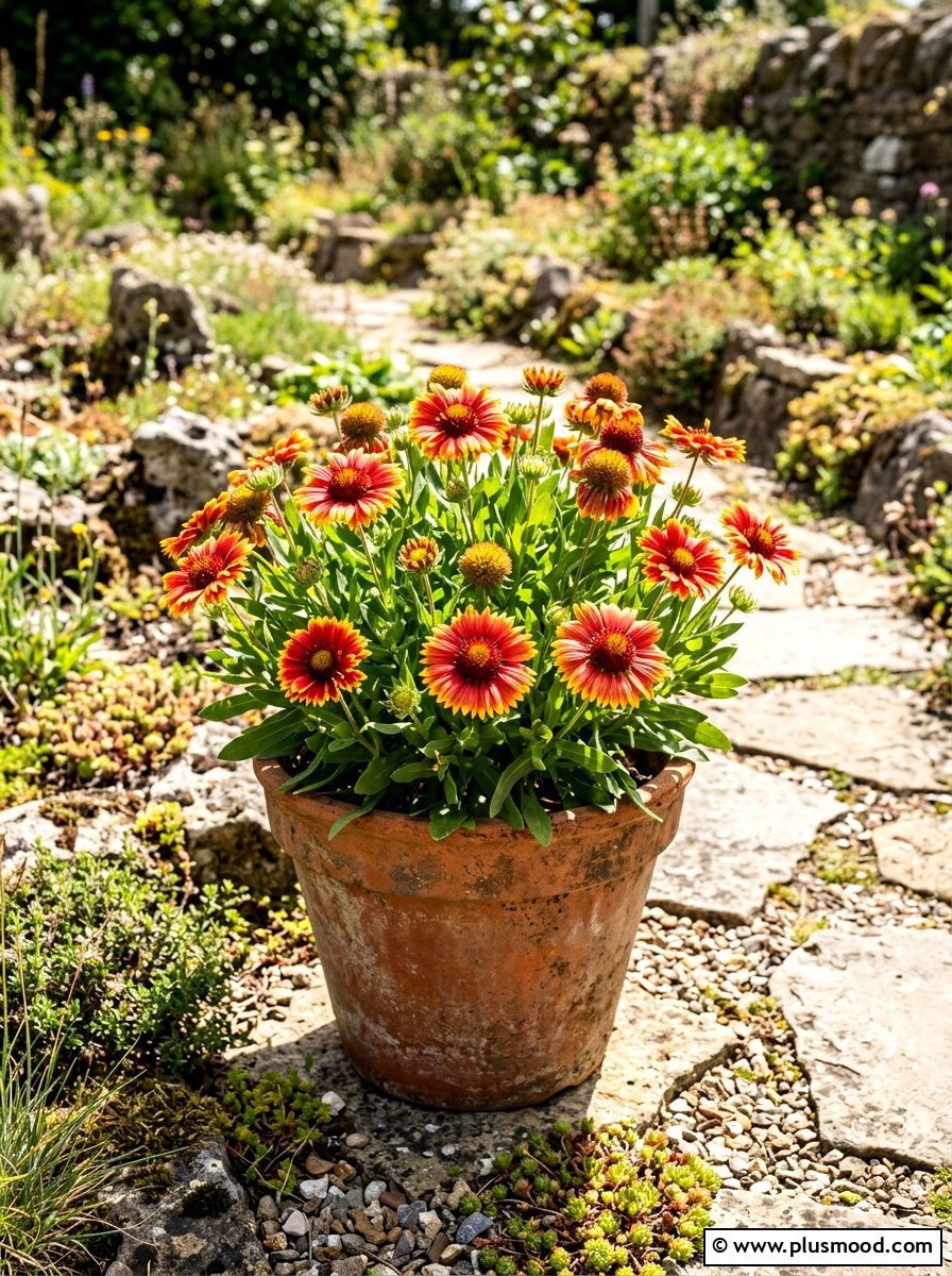 Blanket Flower Gaillardia Planter - 25 summer low maintenance planter ideas