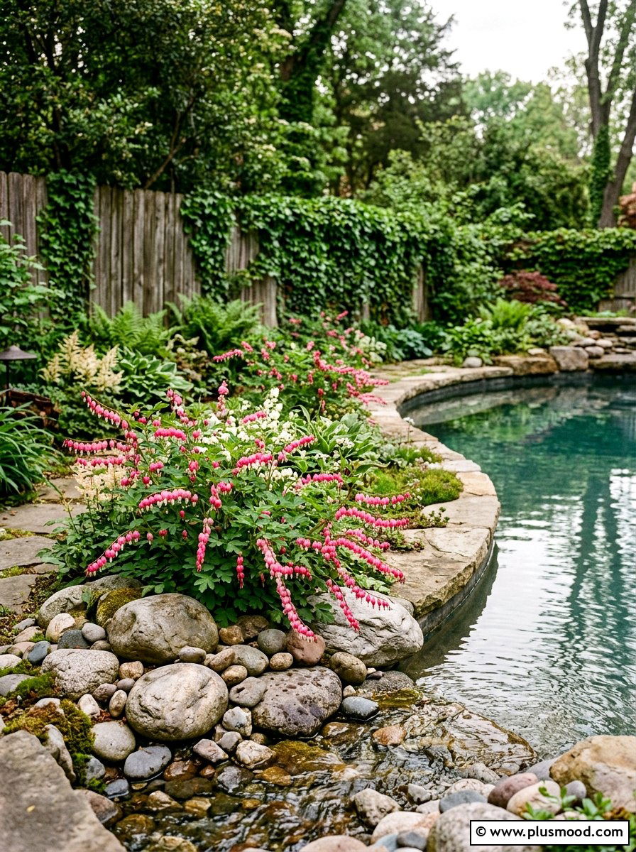 Bleeding Heart Flowers Pool Garden - 25 pool landscaping ideas for shaded backyards