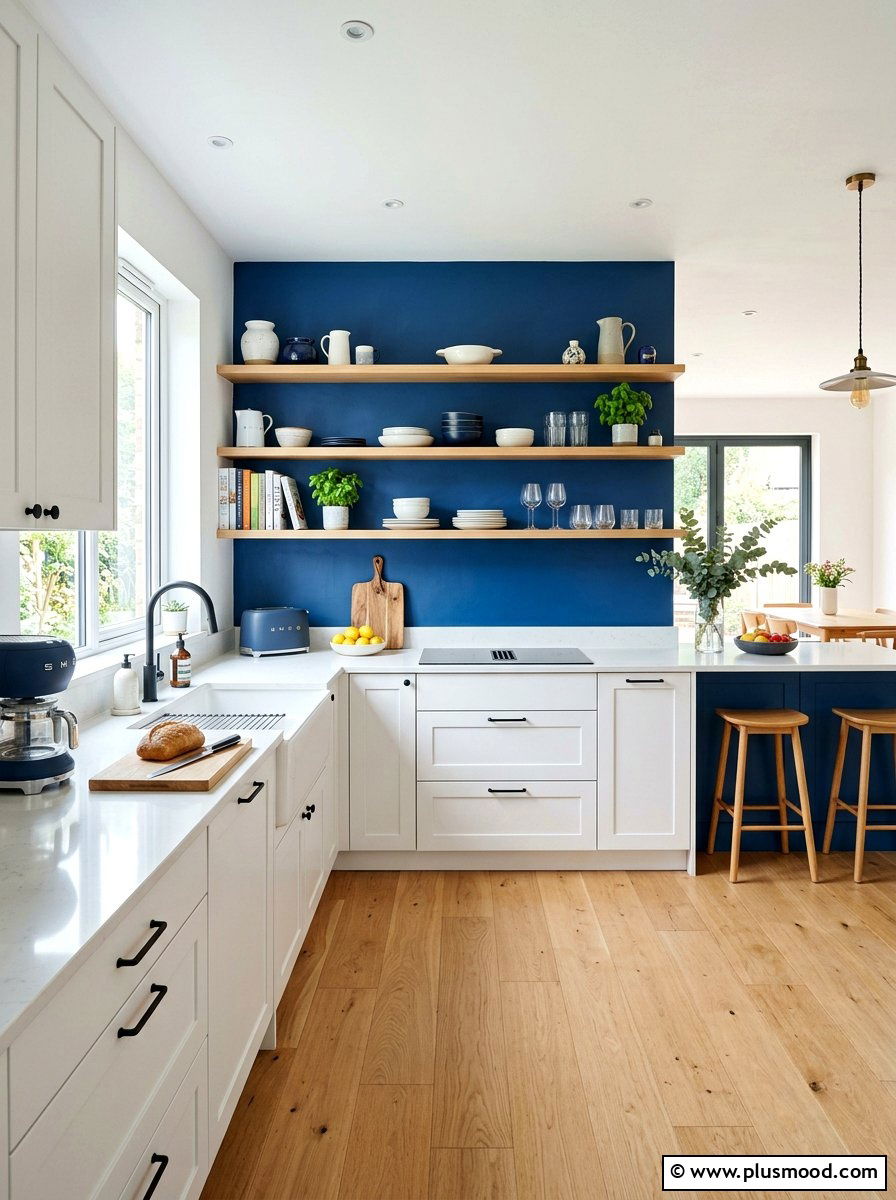 Blue Accent Kitchen Wall - 25 summer blue kitchen decor ideas