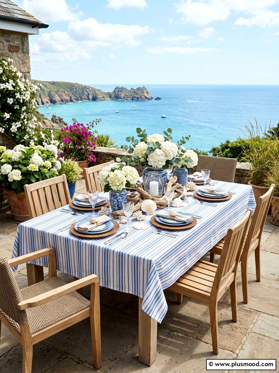 Blue And White Coastal Table - 25 late summer tablescape ideas