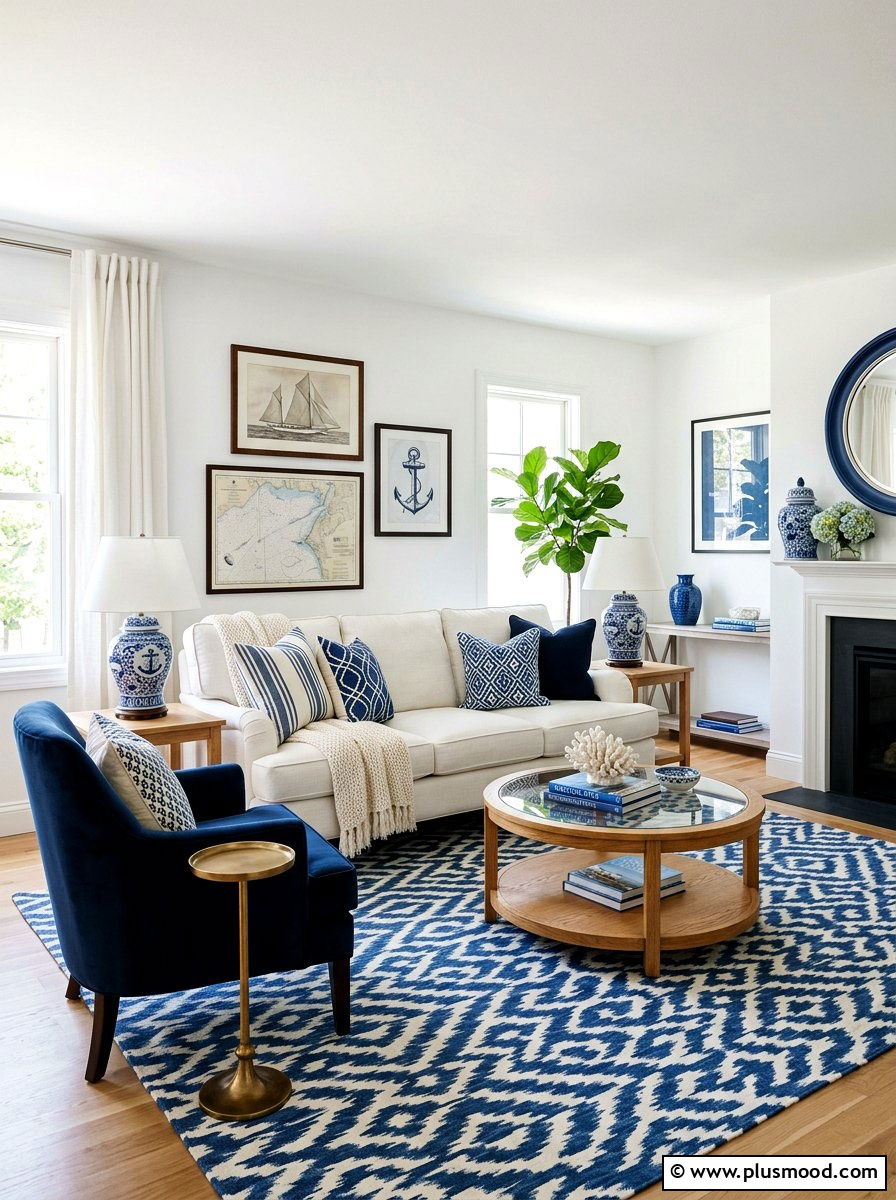 Blue And White Decor - 25 airy summer living room ideas