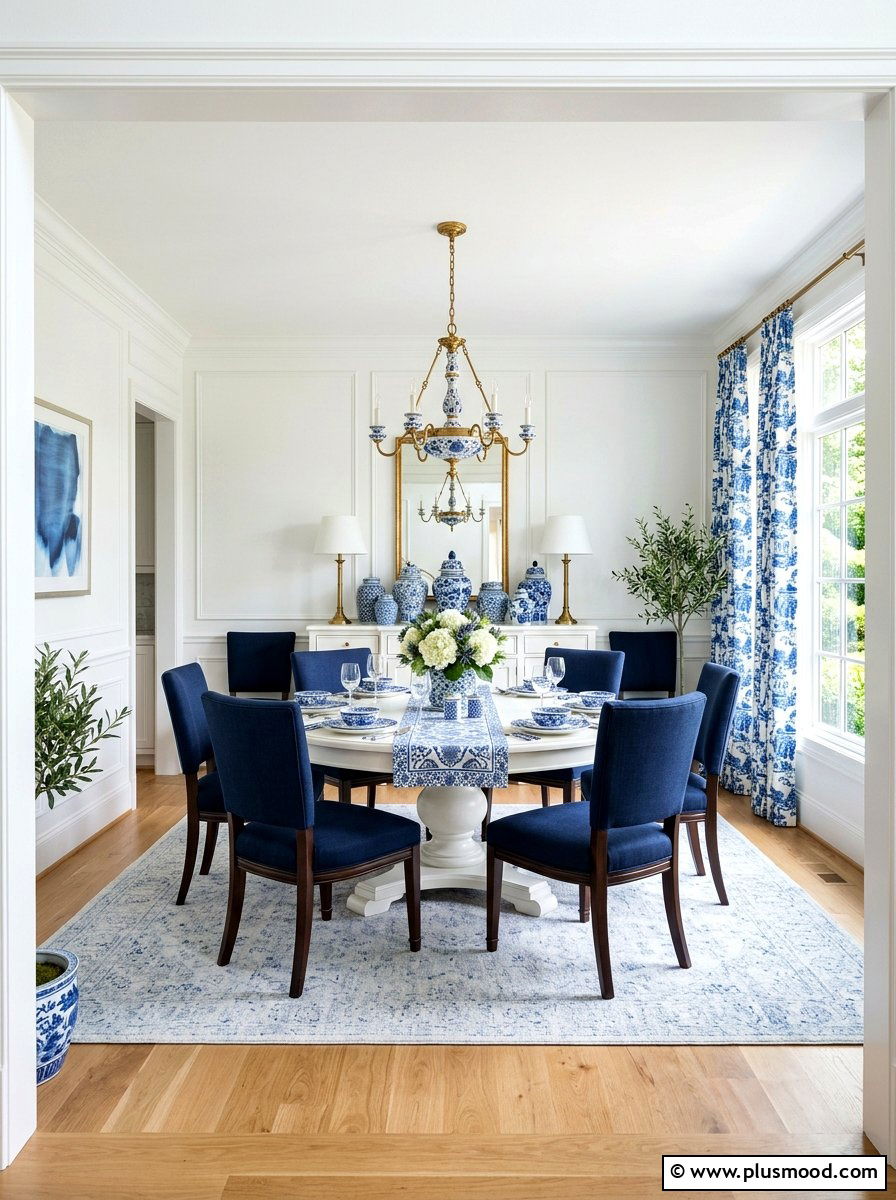 Blue And White Dining Room - 25 summer coastal dining room ideas
