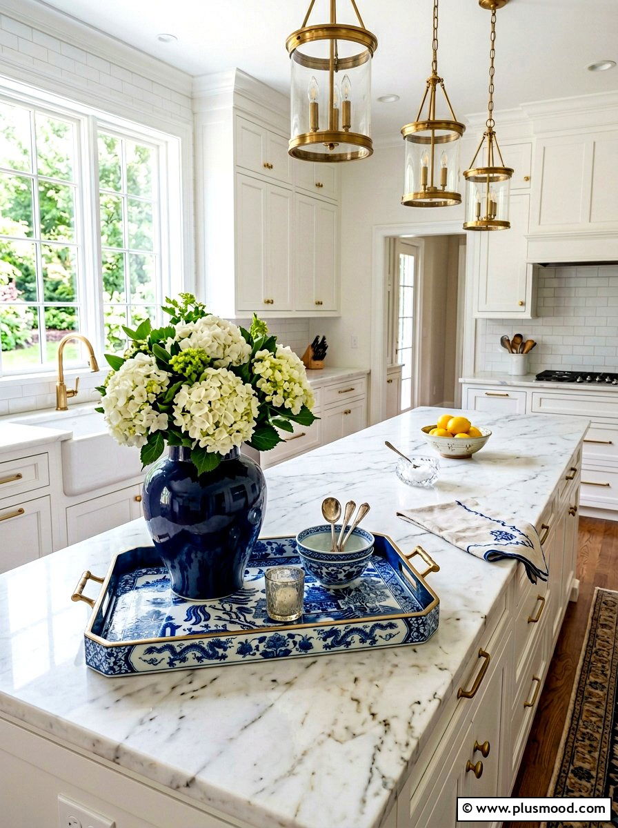 Blue And White Kitchen Tray - 25 summer kitchen tray decor ideas