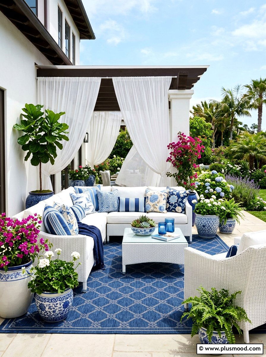 Blue And White Outdoor Decor - 25 summer coastal patio ideas