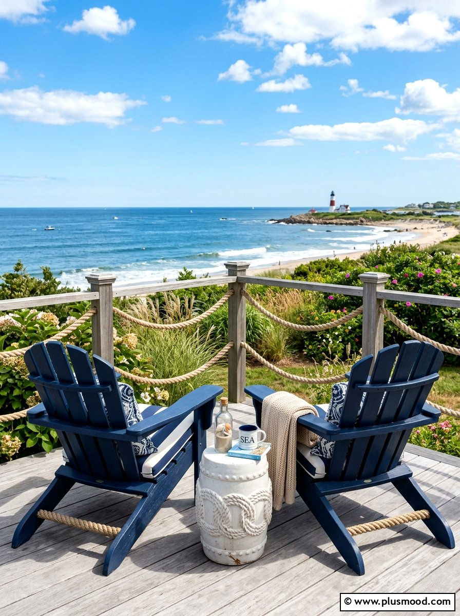 Blue Coastal Armchair - 25 summer front porch seating ideas