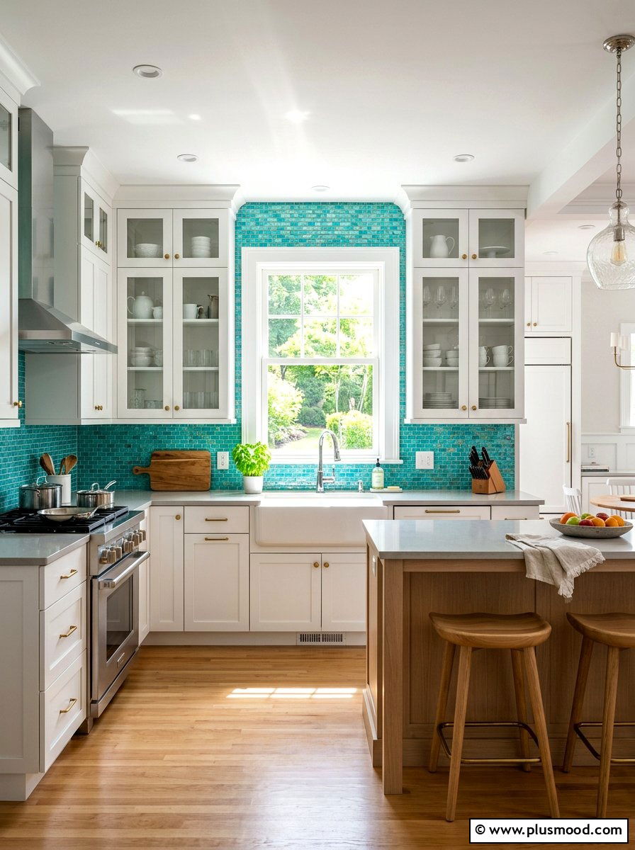 Blue Coastal Kitchen Backsplash - 25 summer coastal kitchen ideas