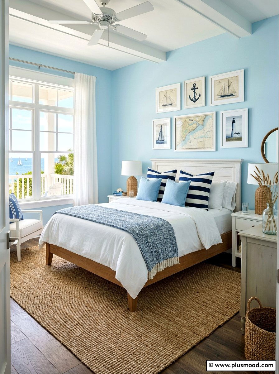 Blue Coastal Summer Bedroom - 25 summer bedroom makeover ideas
