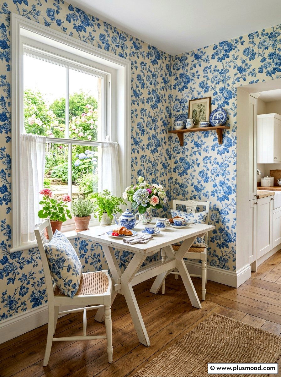 Blue Floral Kitchen Wallpaper - 25 summer blue kitchen decor ideas