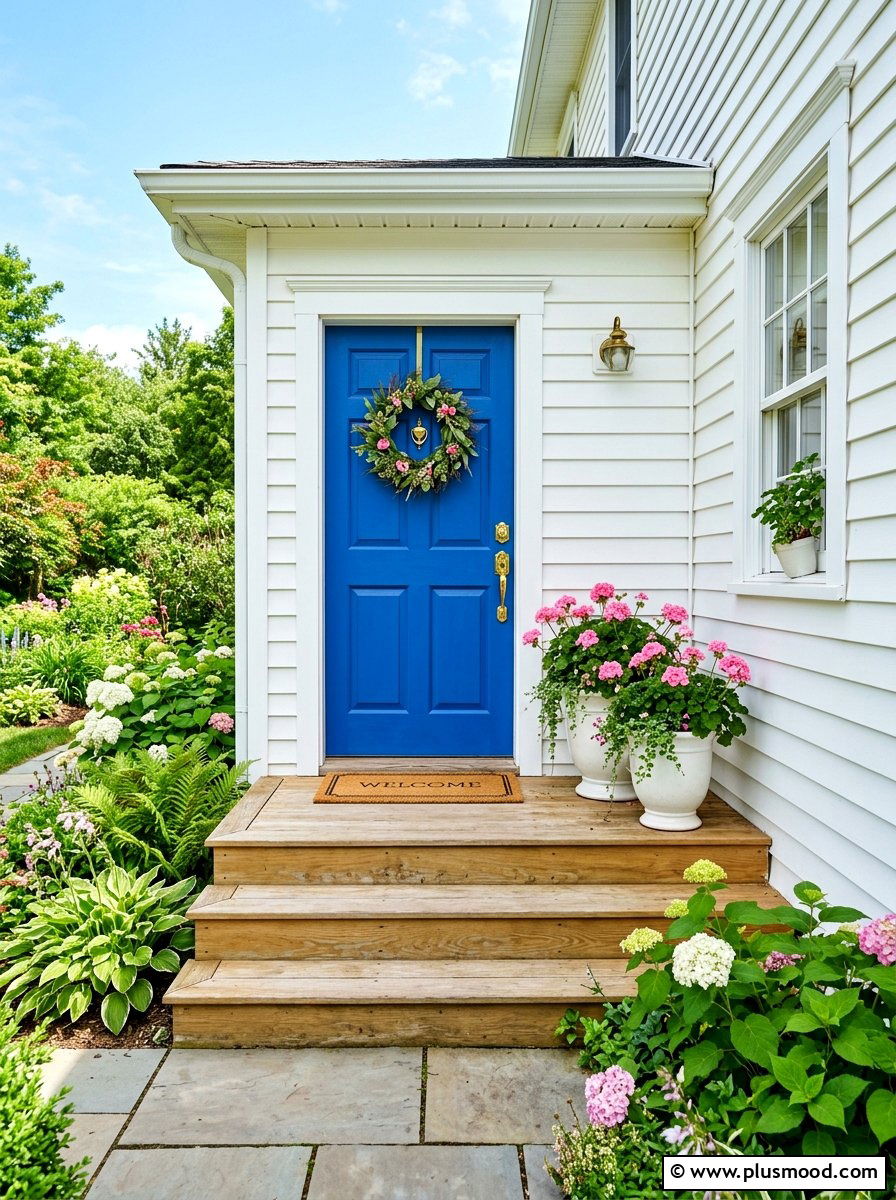 Blue Front Door - 25 summer front porch curb appeal ideas