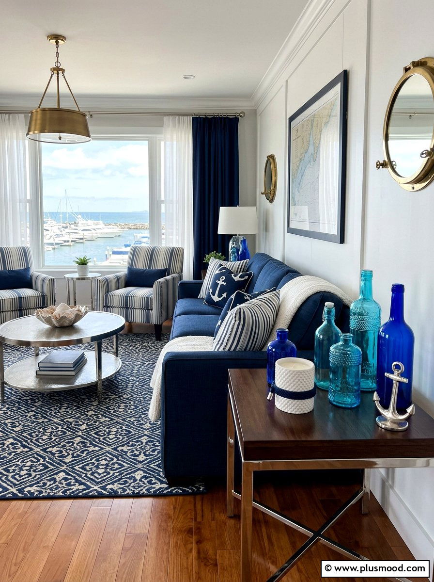 Blue Glass Accents - 25 summer end table decor ideas