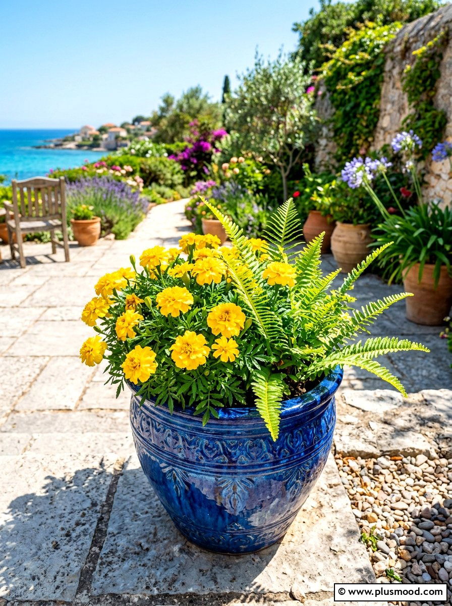 Blue Glazed Ceramic Pot - 25 summer modern planter ideas