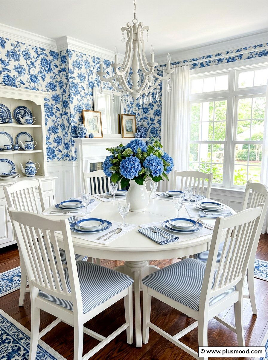 Blue Hydrangea Arrangement - 25 summer centerpiece ideas for dining table