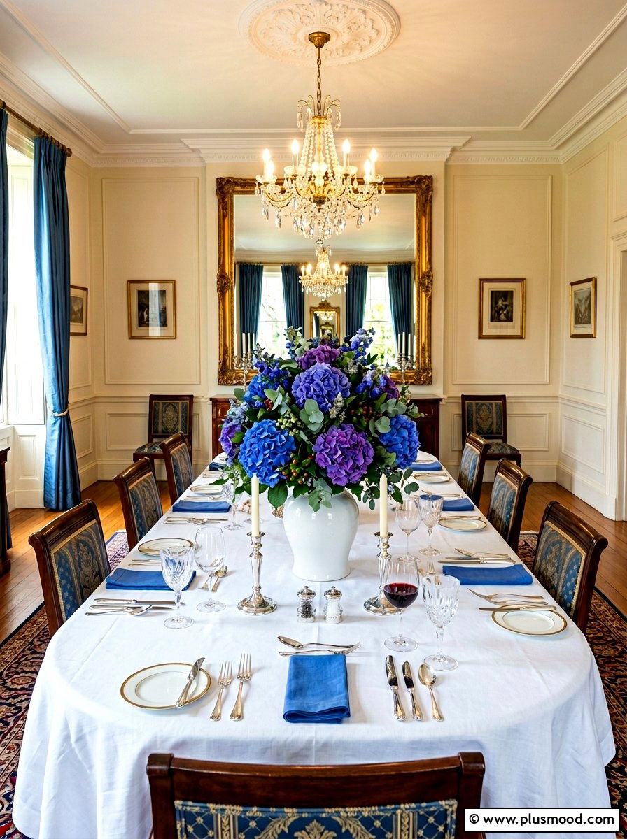 Blue Hydrangea Display - 25 late summer centerpiece ideas
