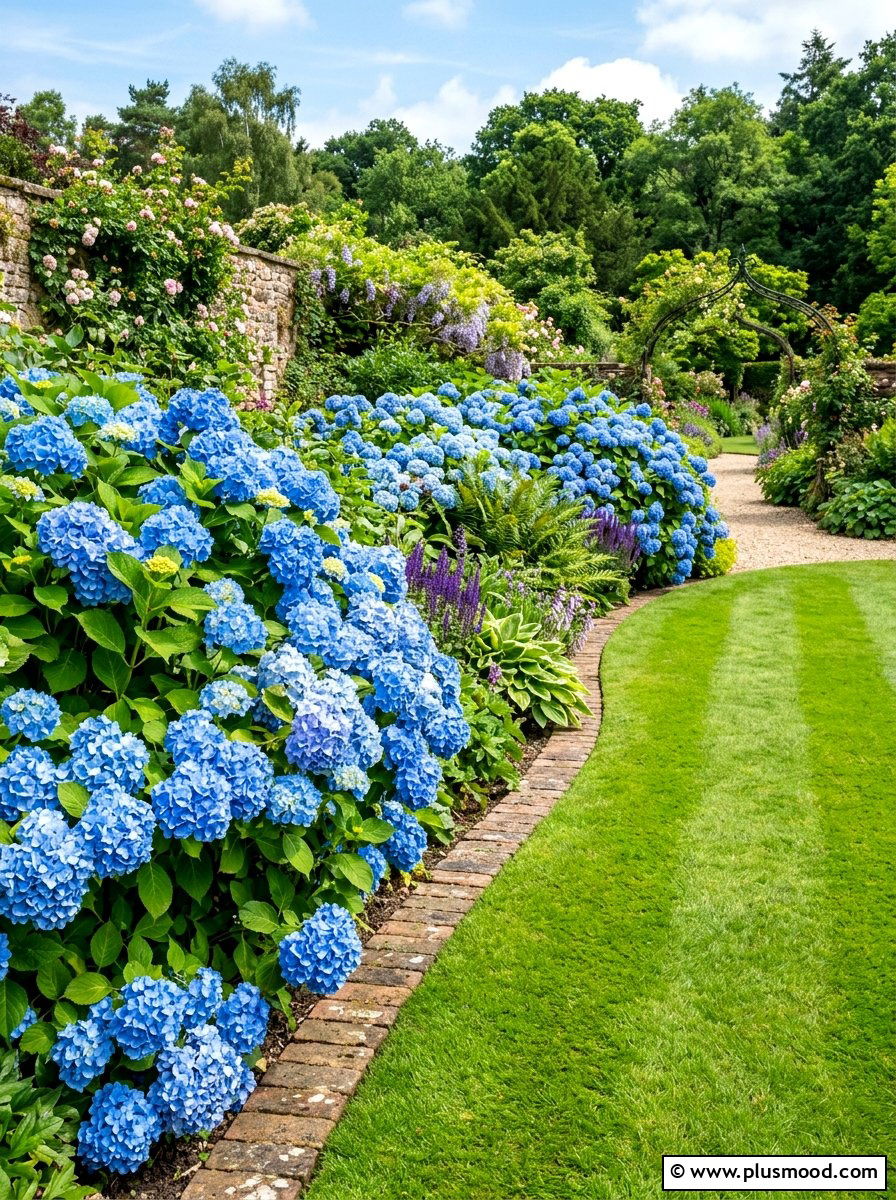 Blue Hydrangea Garden Border - 25 summer hydrangea garden ideas