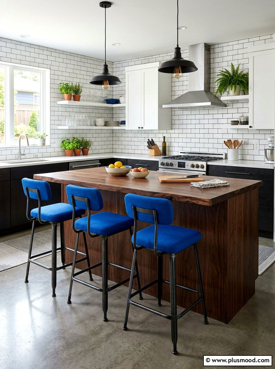 Blue Kitchen Bar Stools - 25 summer blue kitchen decor ideas