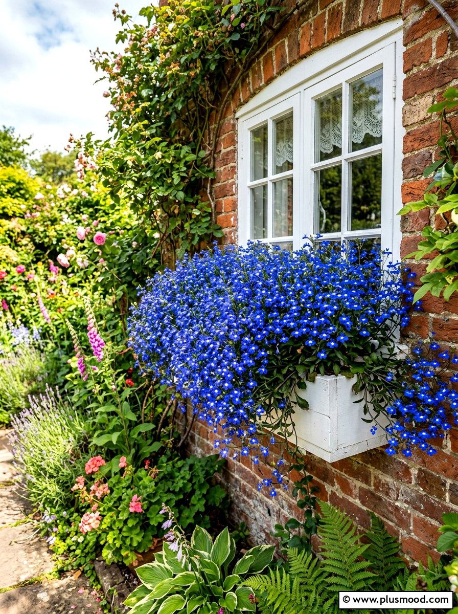 Blue Lobelia Window Box - 25 summer container flower ideas