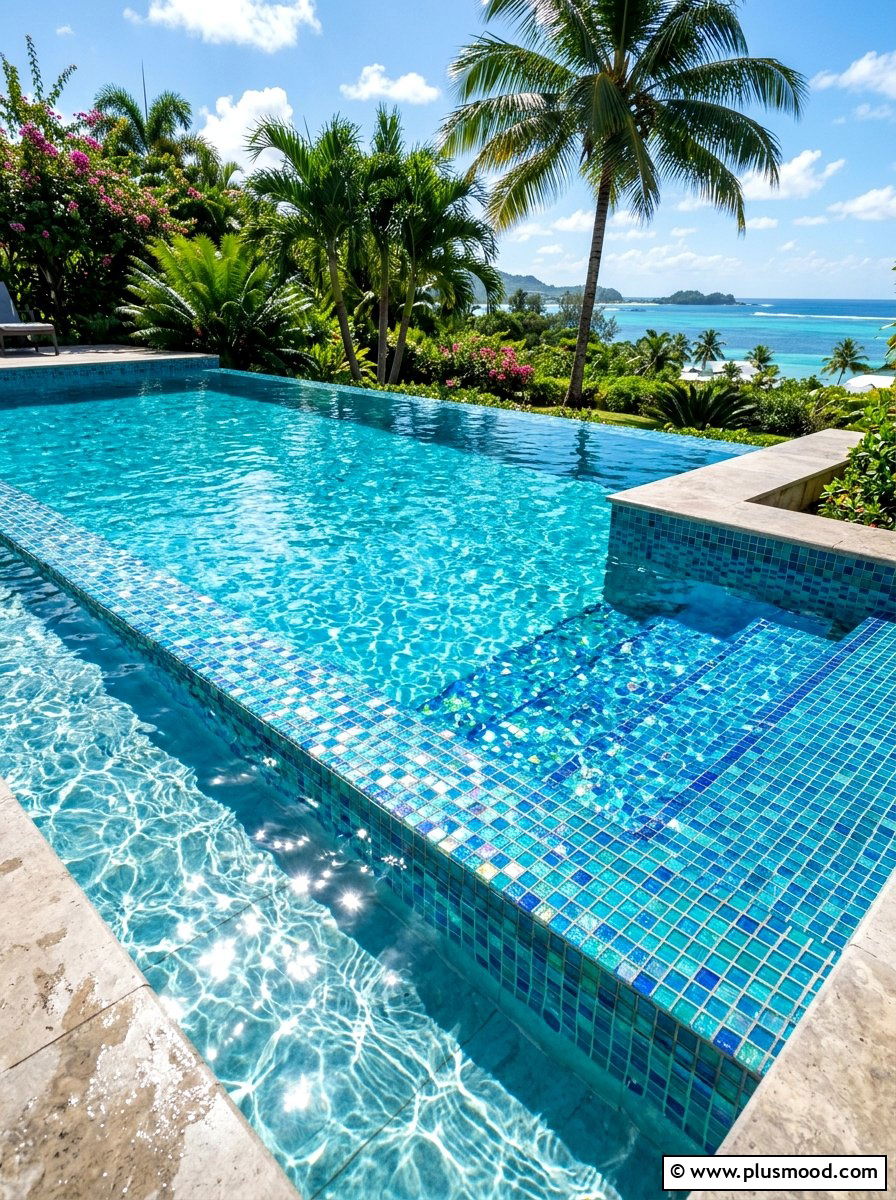 Blue Pool Tile - 25 summer tropical pool ideas