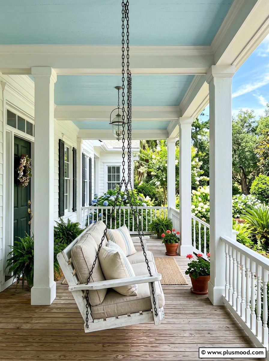 Blue Porch Ceiling - 25 summer front porch decor ideas