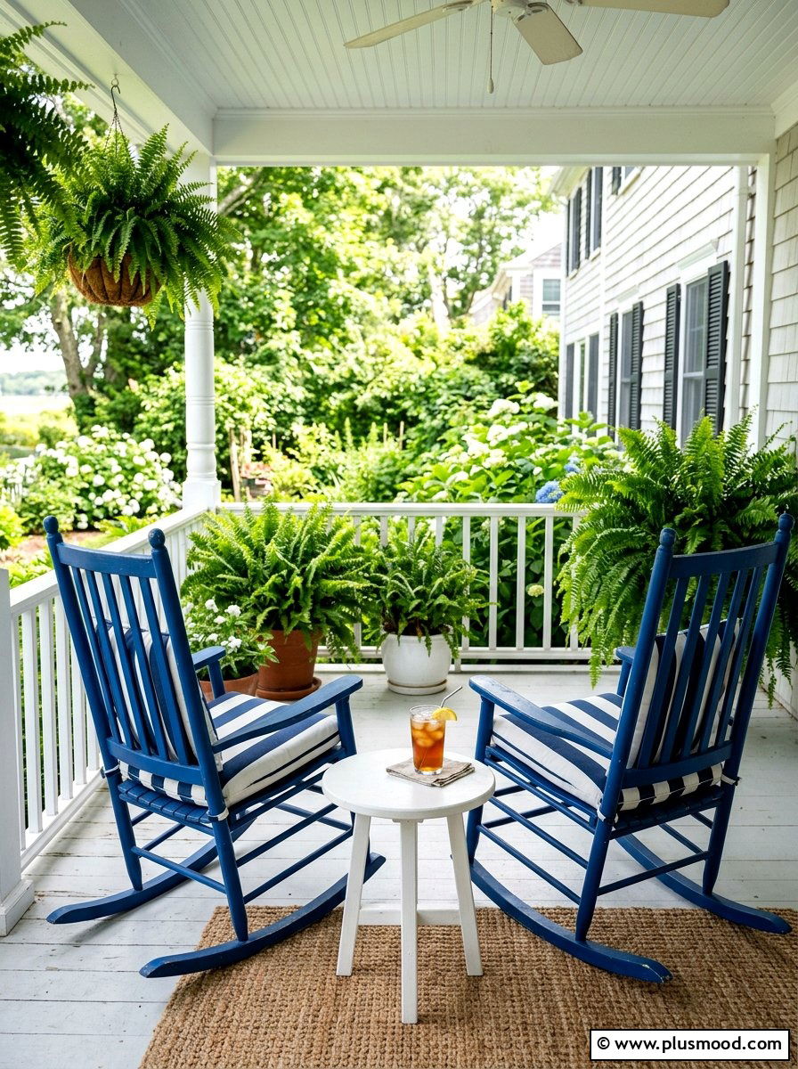 Blue Porch Rocking Chairs - 25 summer colorful front porch ideas