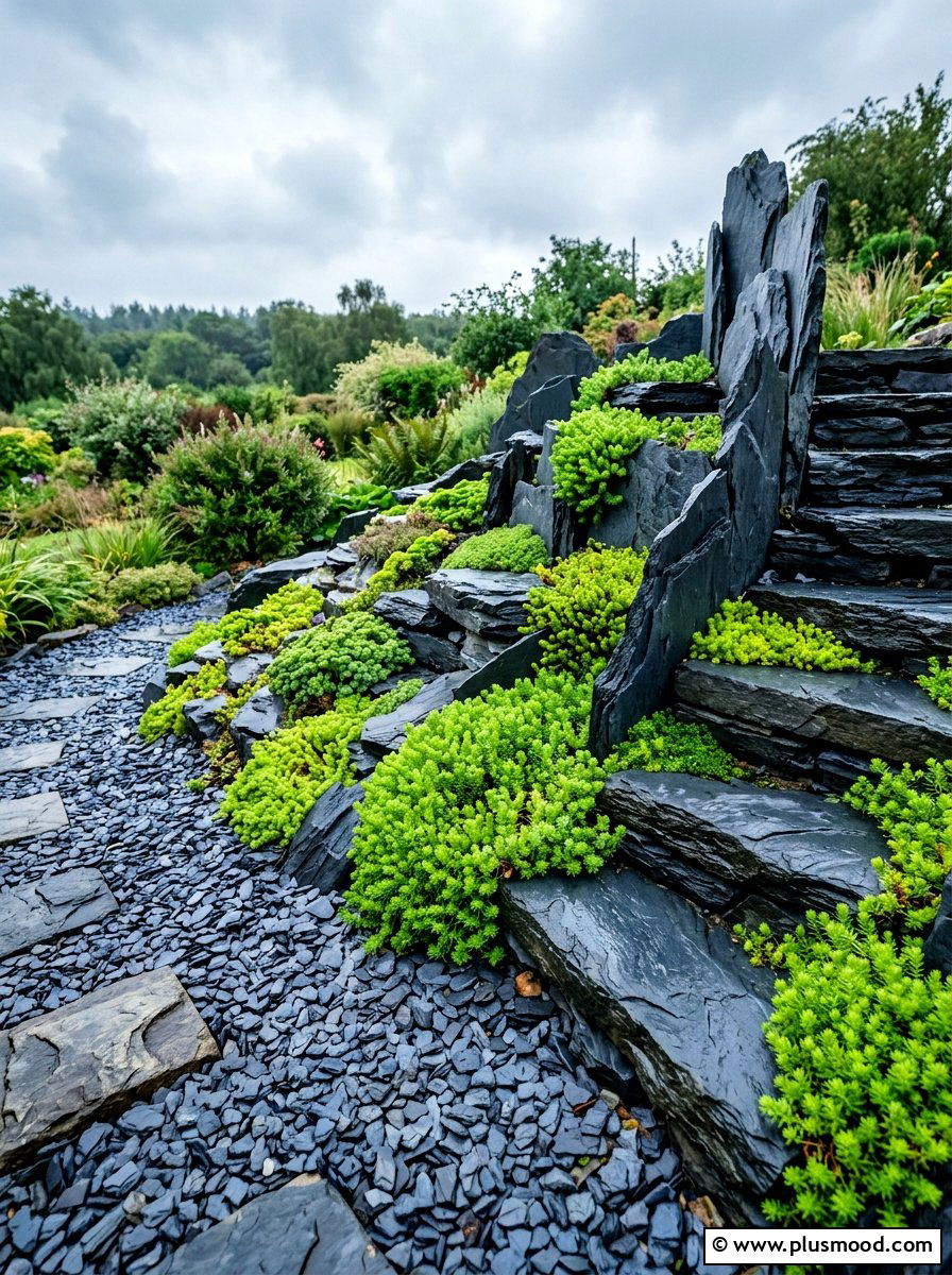 Blue Slate Rockery - 25 small backyard ideas with rock garden