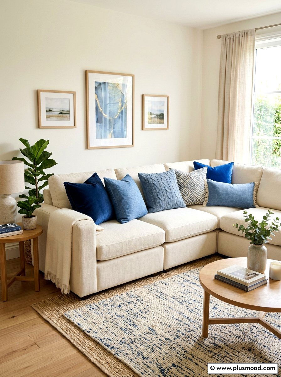 Blue Soft Throw Pillows - 25 summer relaxed luxury decor ideas