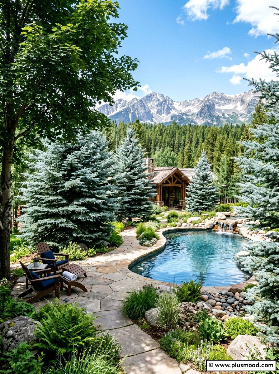 Blue Spruce Pool Landscape - 25 pool landscaping ideas with shade trees