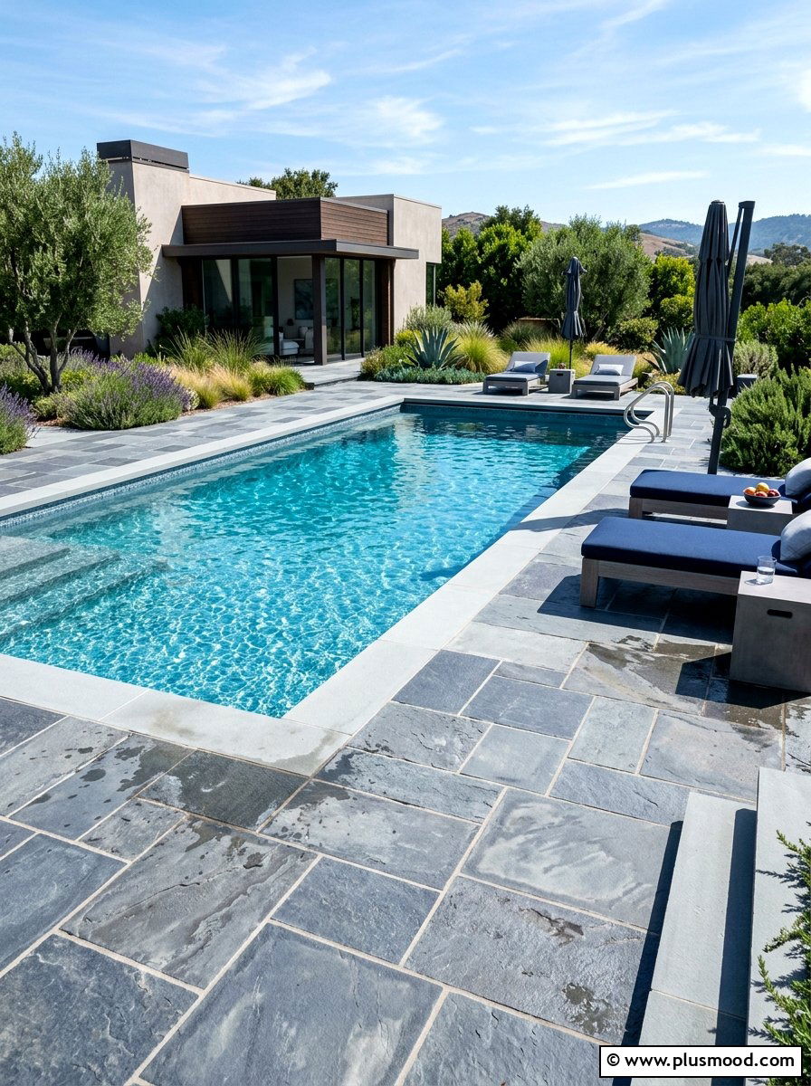 Blue Stone Flagstone Pool Area - 25 pool landscaping ideas with flagstone