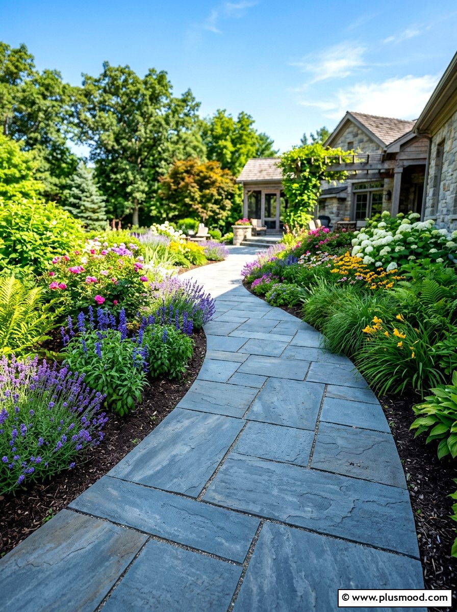 Blue Stone Patio Walkway - 25 summer walkway landscaping ideas
