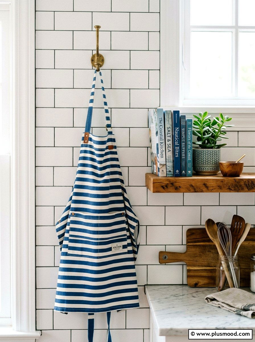 Blue Striped Cooking Apron - 25 summer kitchen accessories ideas
