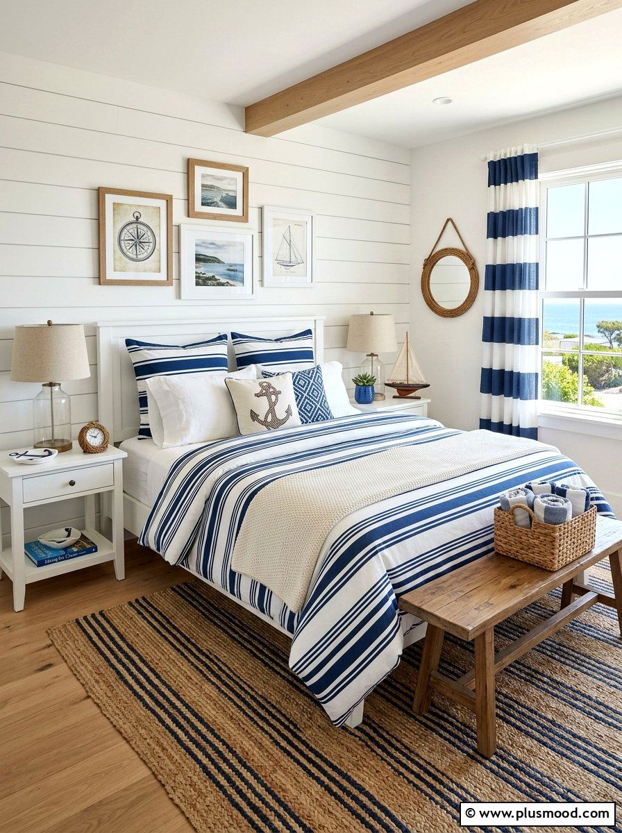 Blue Striped Summer Duvet - 25 summer duvet styling ideas