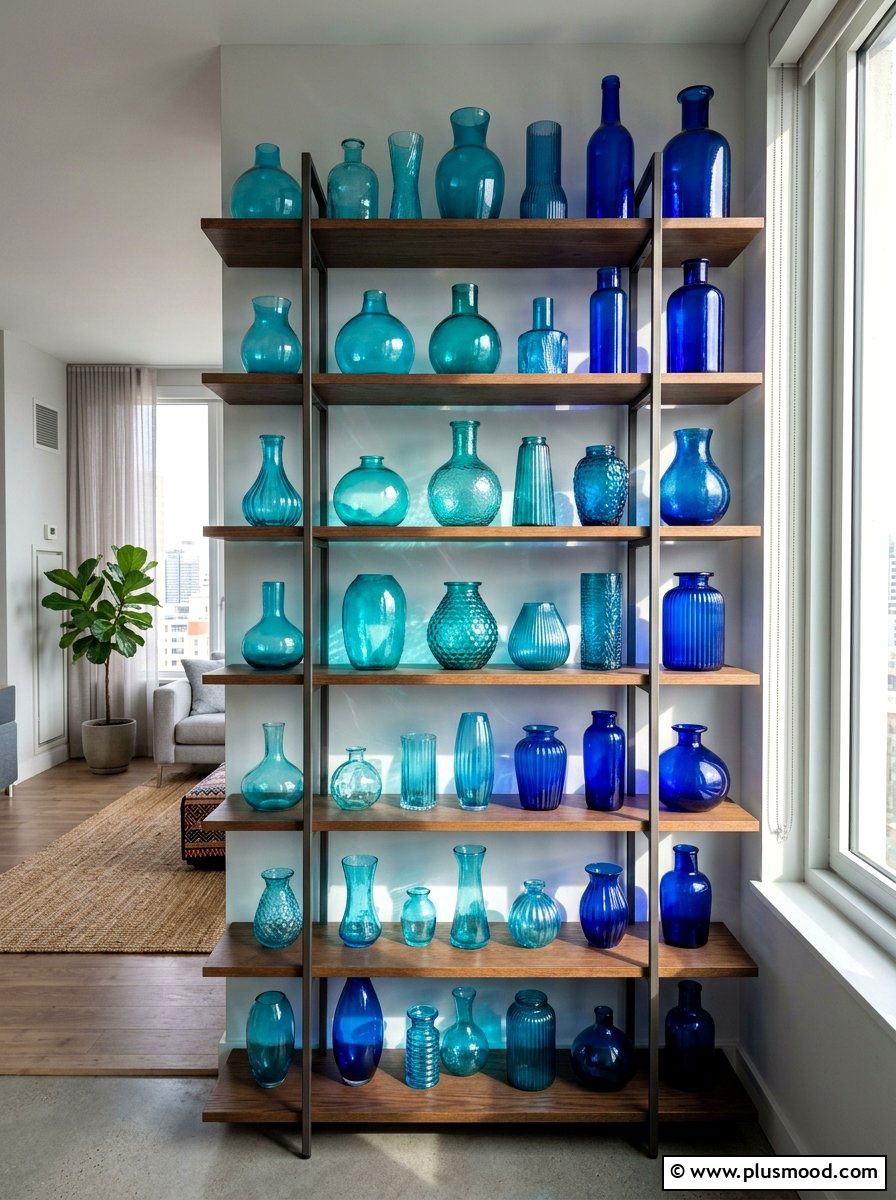 Blue Vases - 25 summer decor ideas for apartments