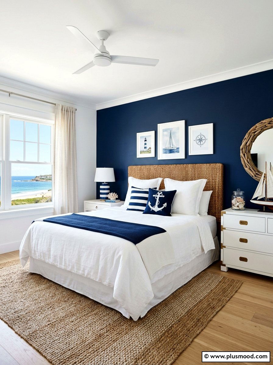 Blue White Beach Bedroom - 25 summer beach house decorating ideas