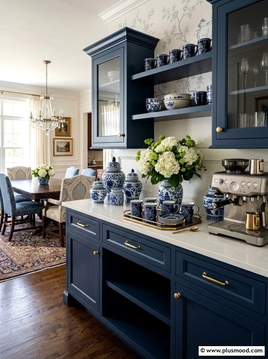 Blue White Coffee Bar - 25 summer coffee bar decor ideas