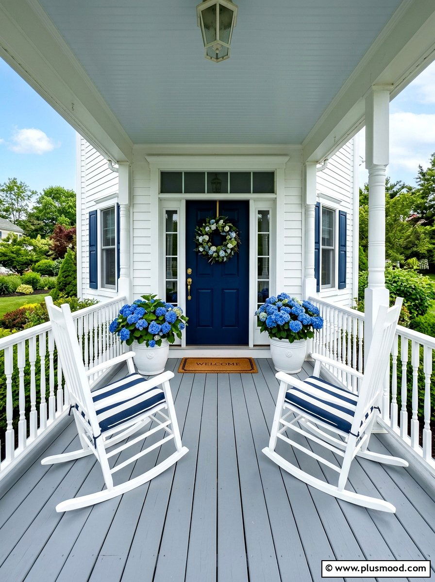 Blue White Front Porch - 25 elegant summer decor ideas