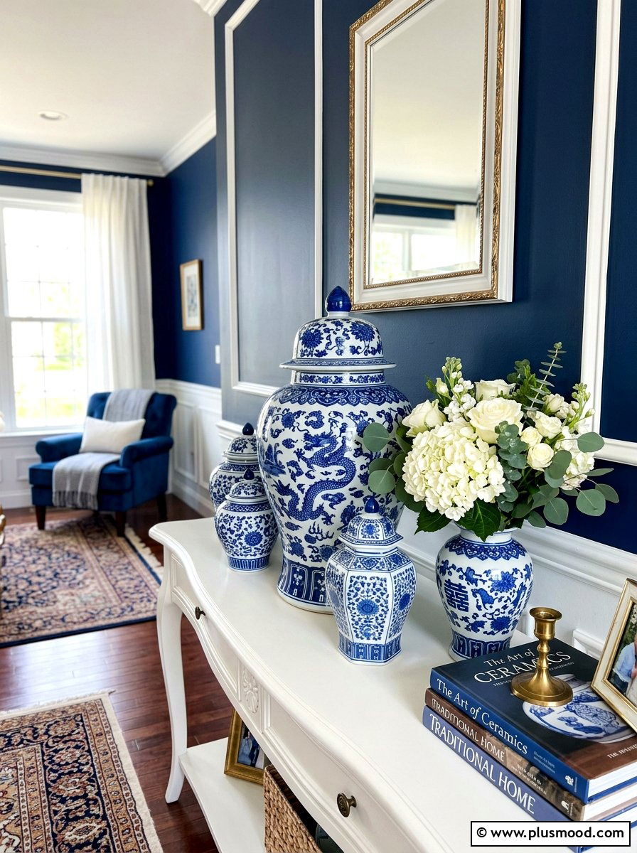 Blue White Living Room Jar - 25 summer nautical decor ideas for living room