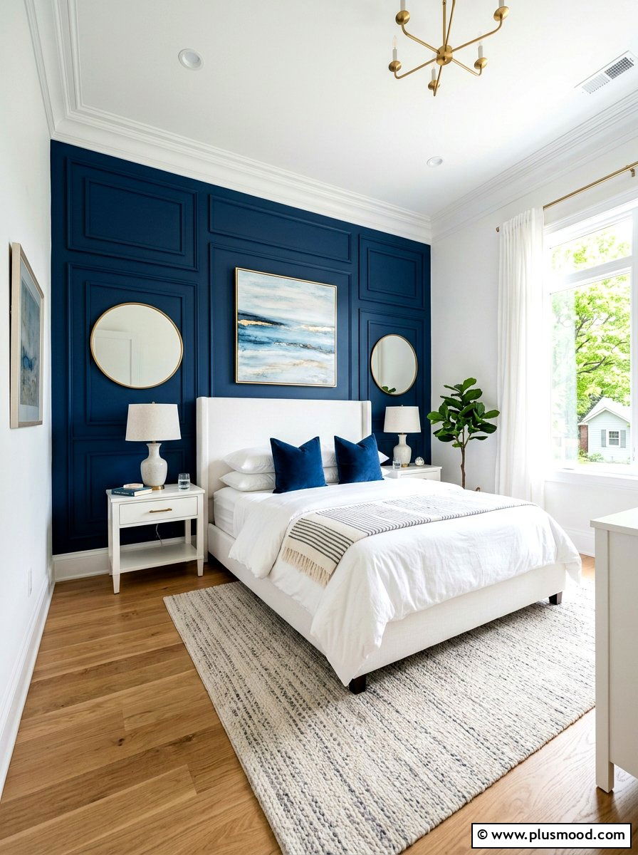 Blue accent wall - 25 summer blue and white decor ideas