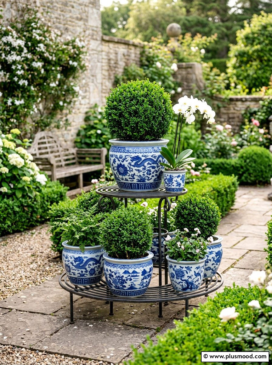 Blue and White Chinoiserie Pot - 25 summer blue planter styling ideas