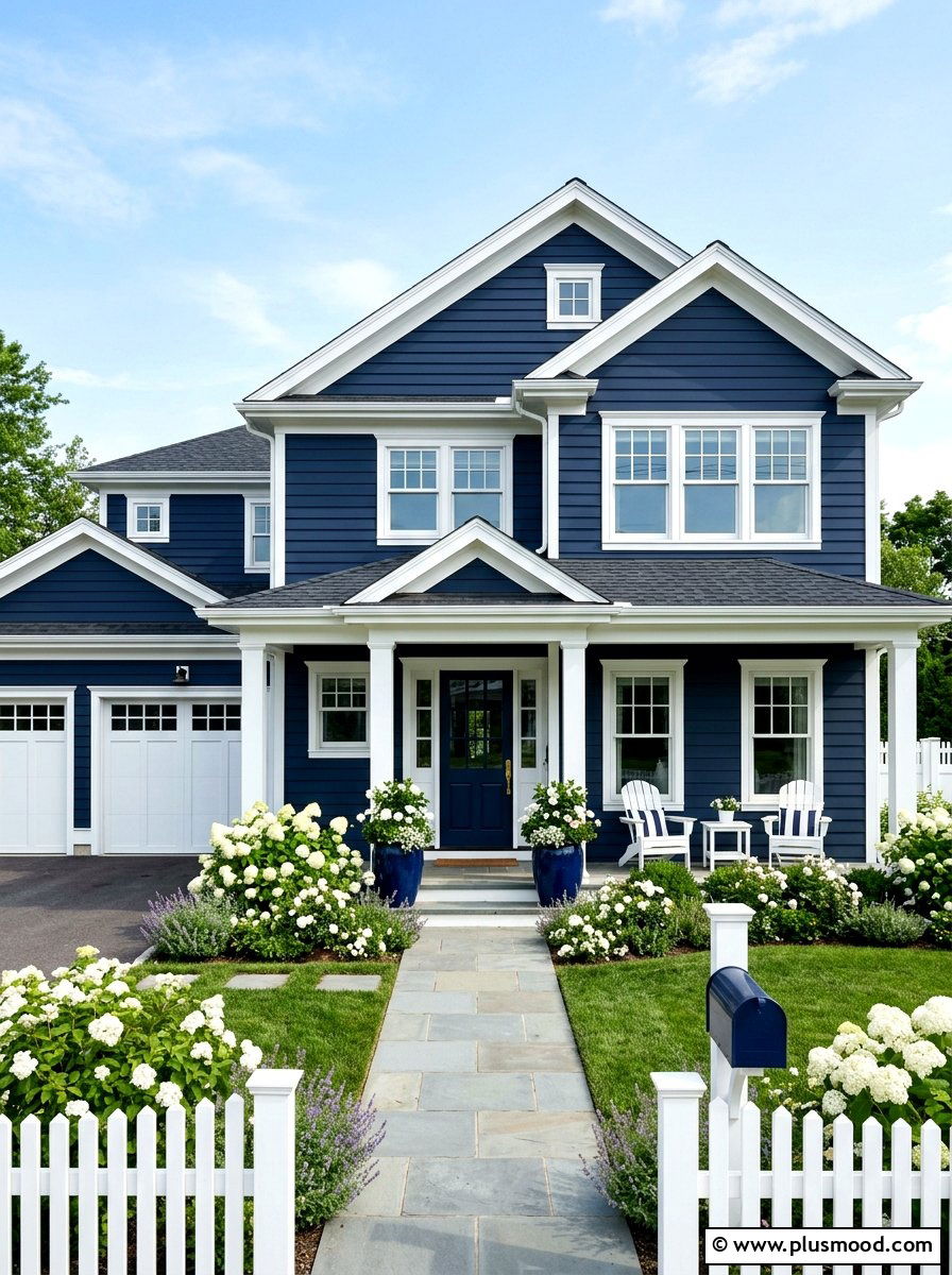 Blue and White Color Palette - 25 summer coastal curb appeal ideas