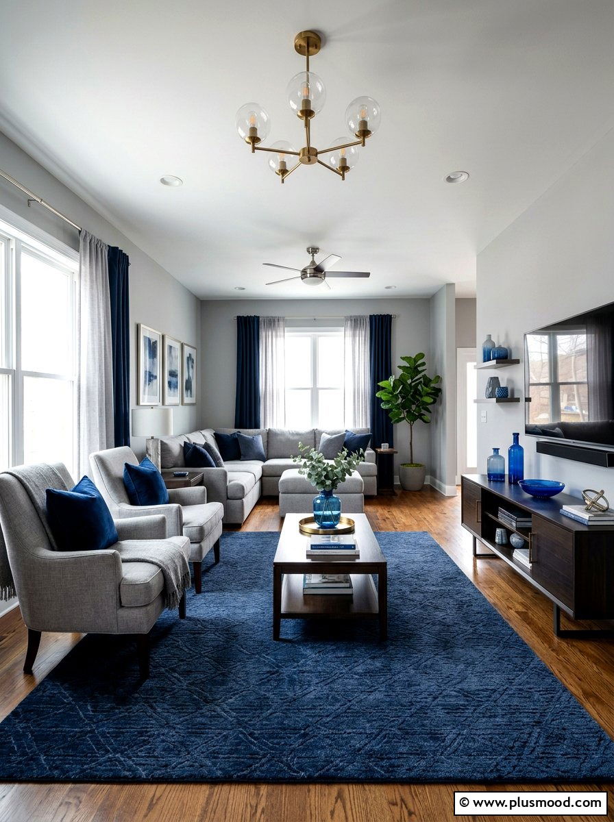 Blue and grey living room - 25 blue summer living room ideas