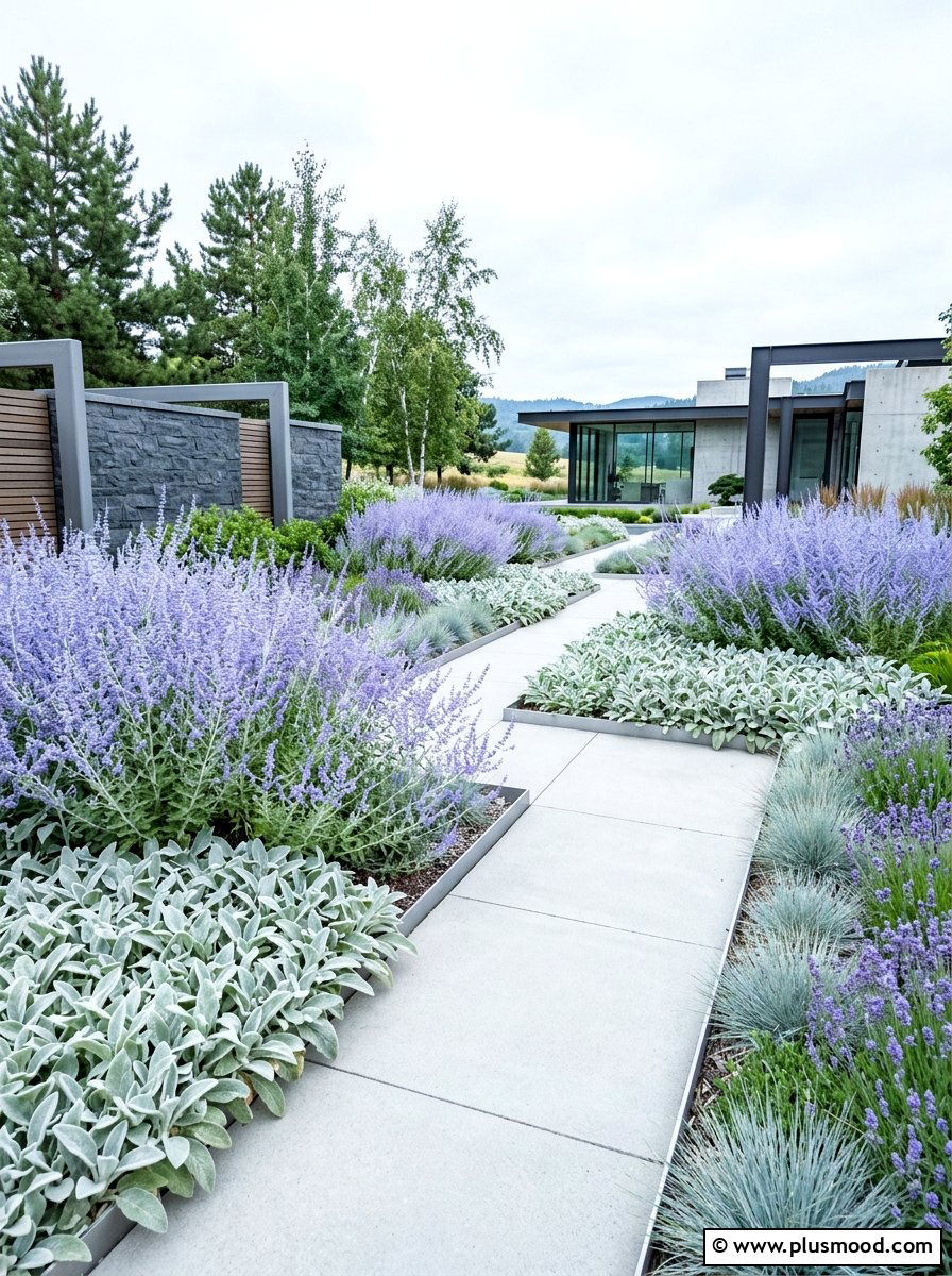Blue and silver landscape - 25 summer garden color ideas