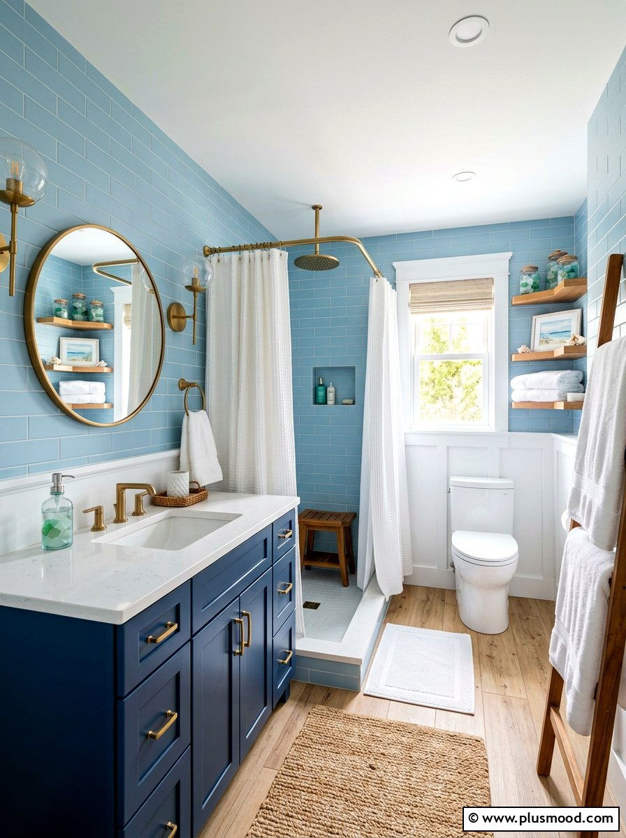 Blue and white bathroom - 25 bright summer decor ideas