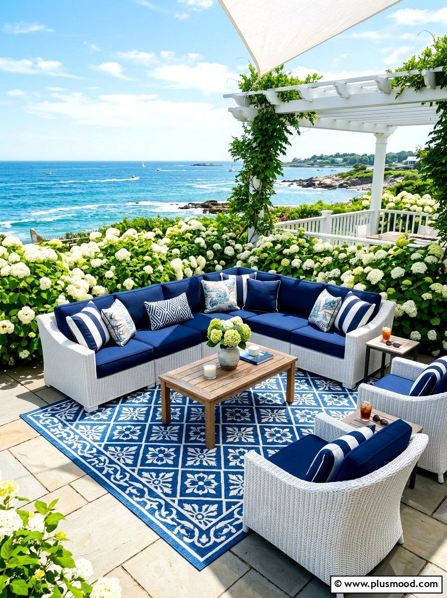 Blue and white patio - 25 summer patio color ideas