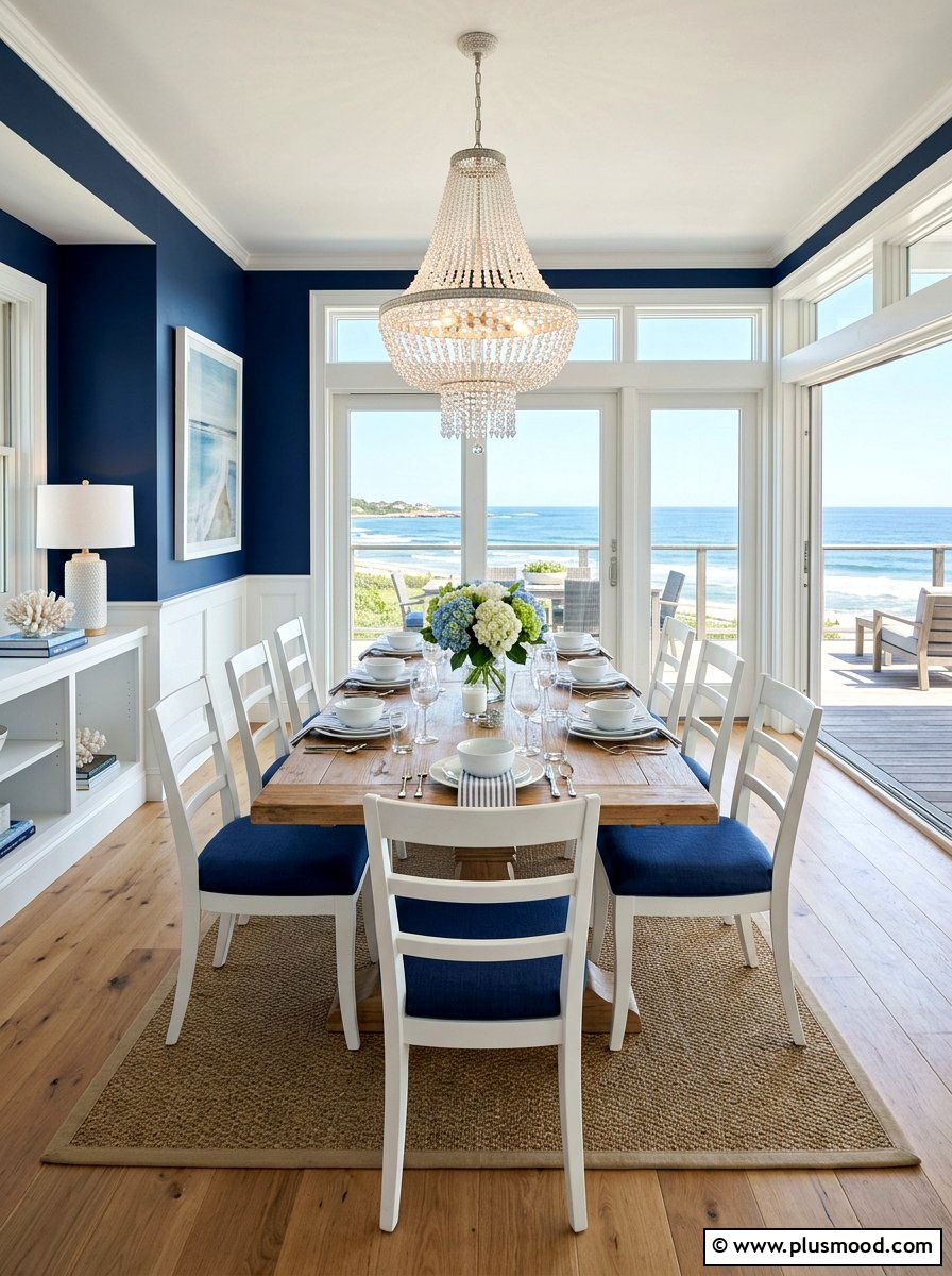 Blue dining room - 25 summer coastal home decor ideas