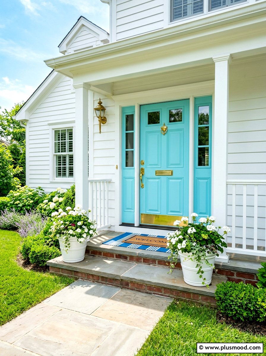Blue front door - 25 summer blue and white decor ideas