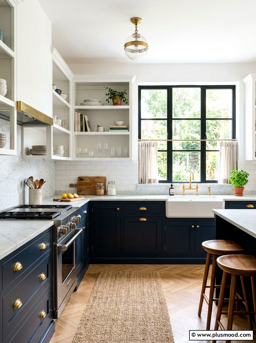 Blue kitchen cabinet - 25 summer cottage decor ideas
