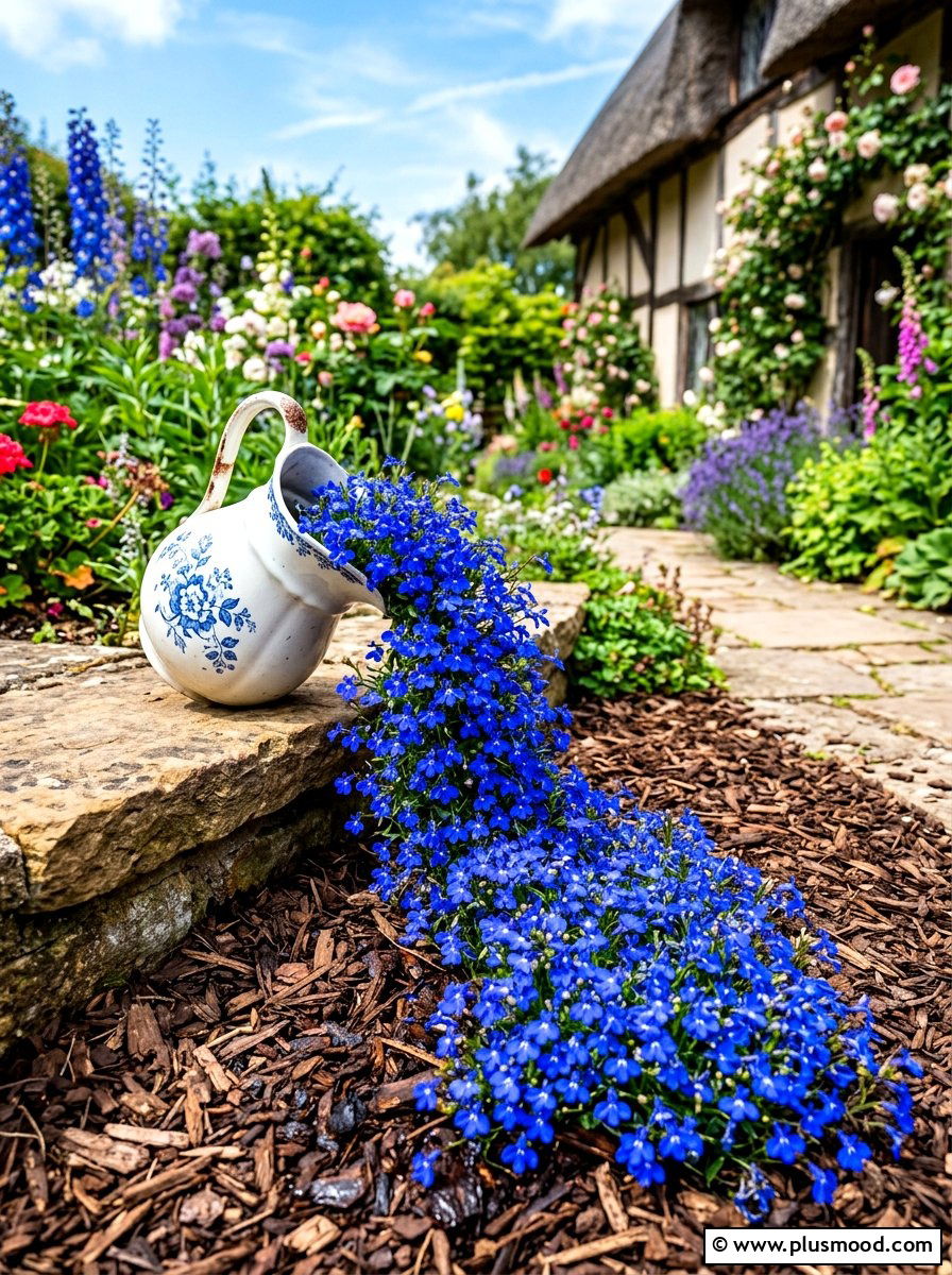 Blue lobelia spill - 25 summer spill planter ideas