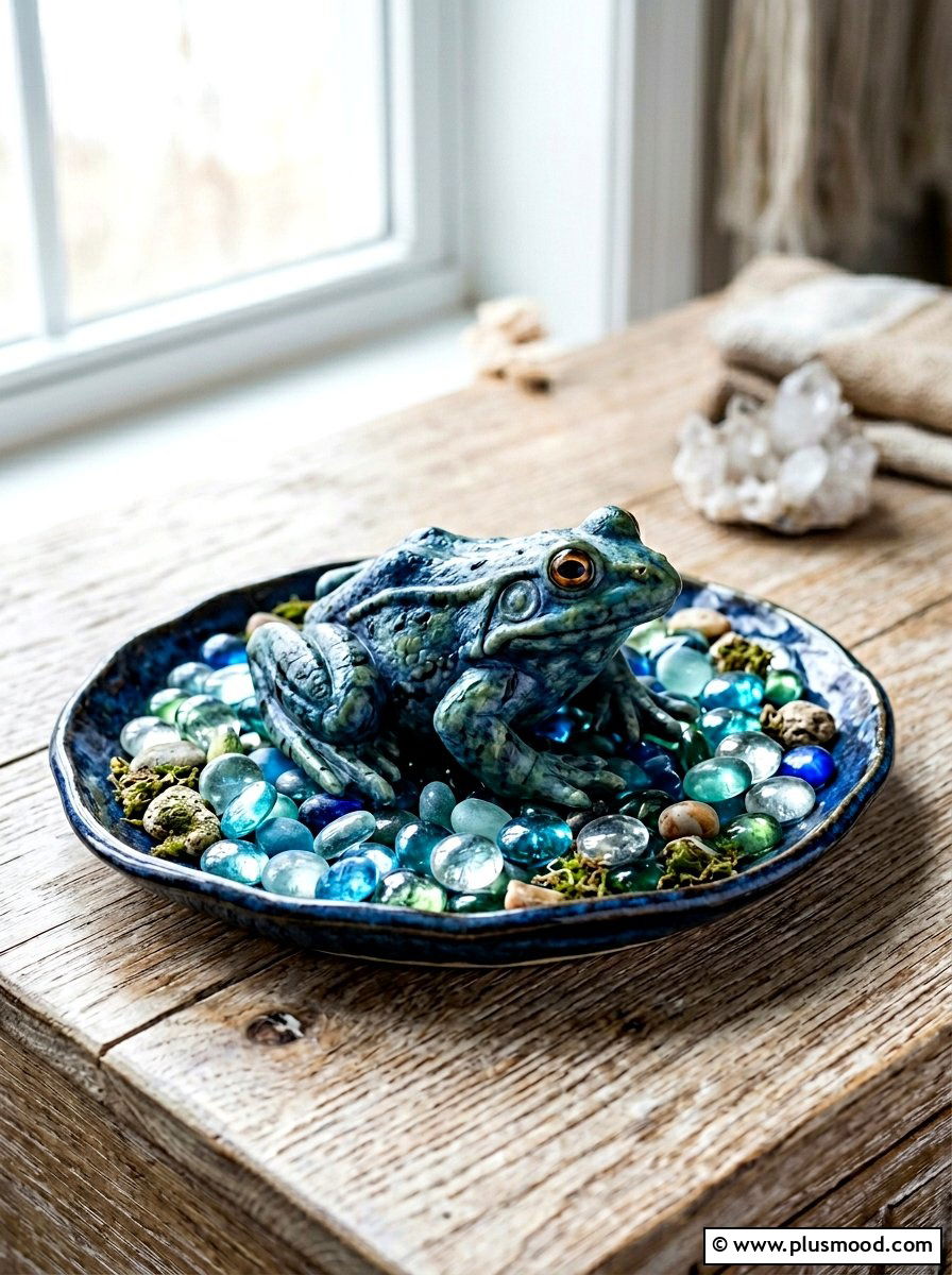 Blue pond frog rock - 25 painted rock ideas with frog art