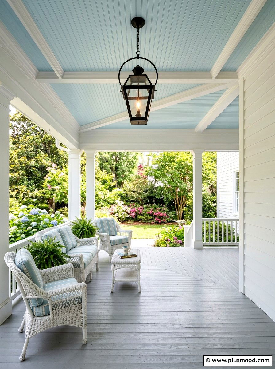 Blue porch ceiling - 25 summer porch ideas