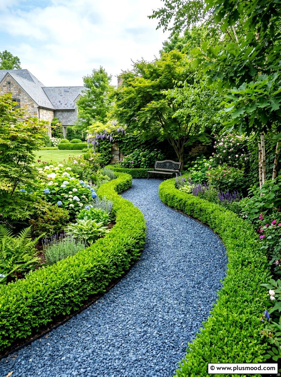 Blue stone gravel walkway - 25 small backyard ideas with gravel